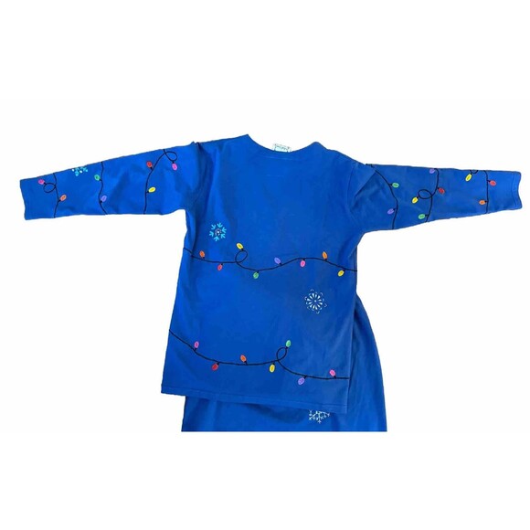 Vtg MICHAEL SIMON Lite Blue Christmas Snowflakes Lights Cardigan & Skirt MEDIUM - Picture 5 of 10